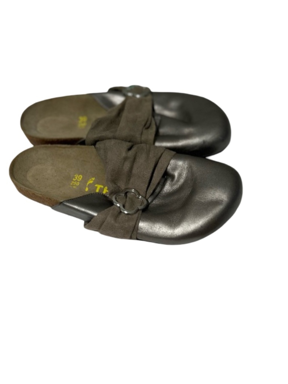 Birkenstock Tatami Libra Silver Leather Clogs Size 39